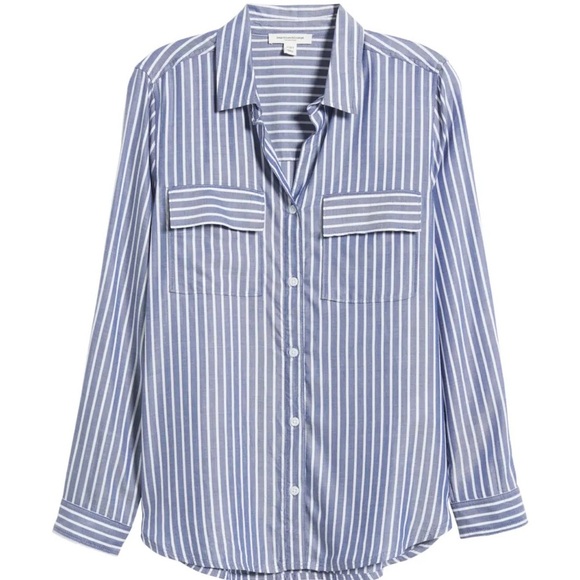 Beachlunchlounge Blue Striped Blouse - Picture 1 of 3